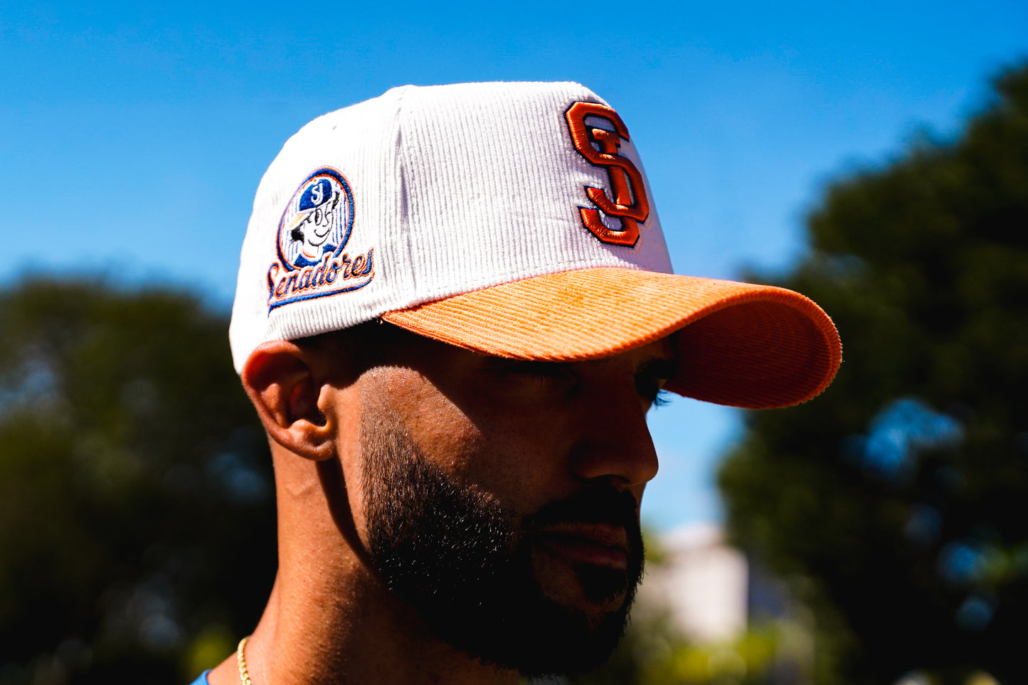 Senadores White / Orange Corduroy Hat