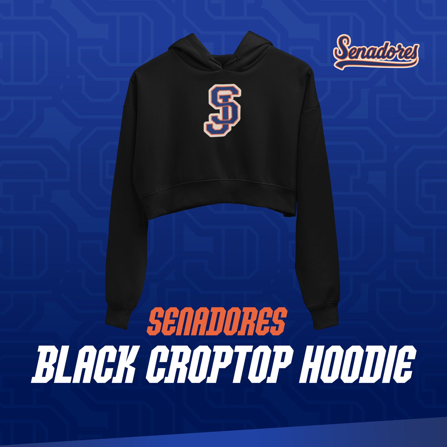 Senadores Black Crop-top Hoodie